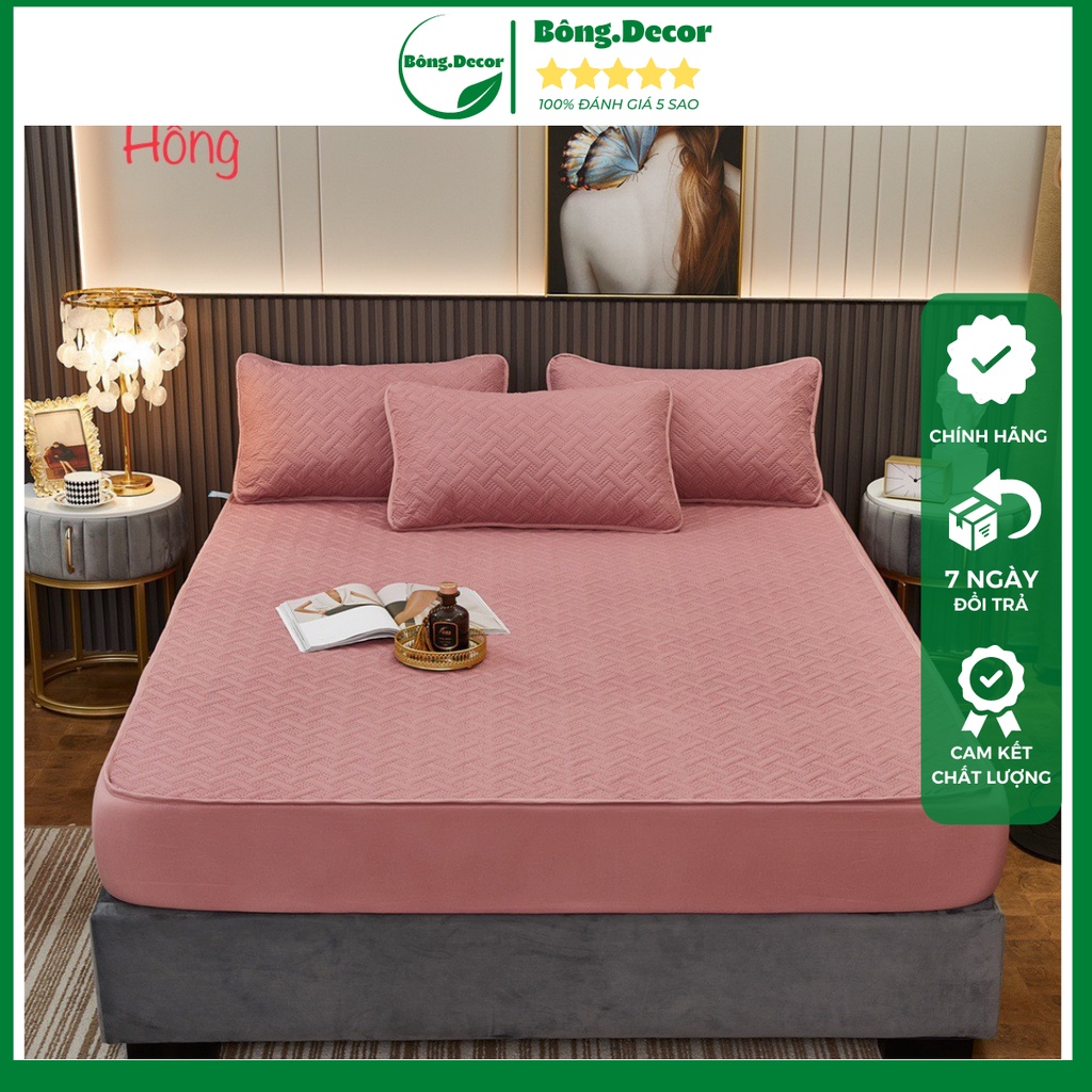 Ga chống thấm cotton chun chần dày dặn tạo độ êm ái, ga giường nhập khẩu cao cấp chống thấm tuyệt đối dùng 4 mùa