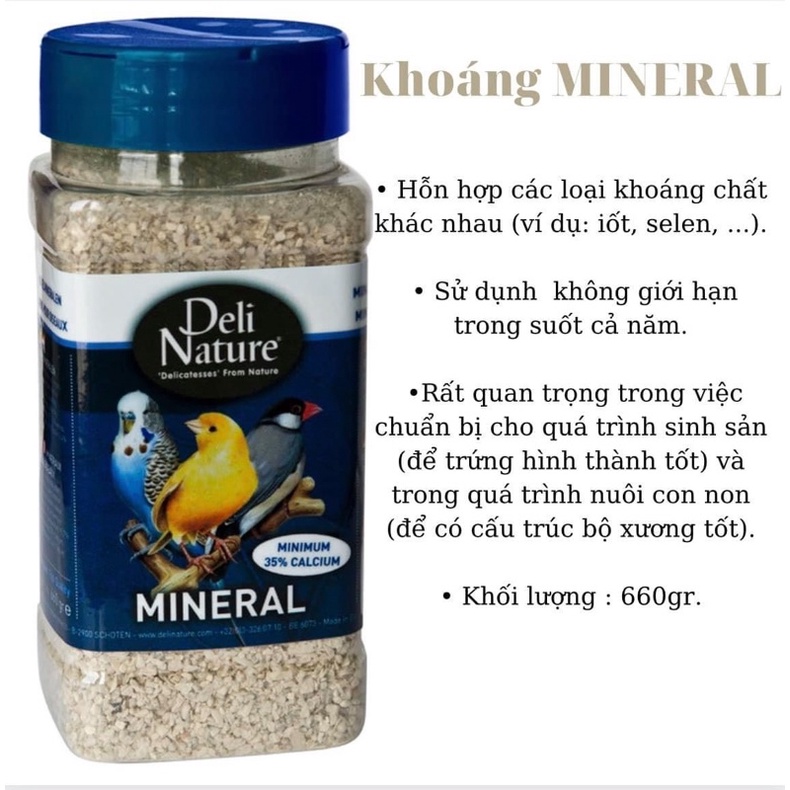 khoáng MINERAL hàng Bỉ dành cho chim hũ nguyên seal 660g ít