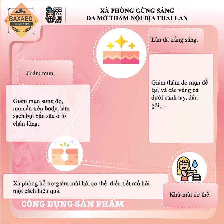 XÀ PHÒNG GỪNG SÁNG DA MỜ THÂM THÁI LAN CHÍNH HÃNG-XÀ PHÒNG GỪNG GINGER WHITENING SOAP THÁI LAN