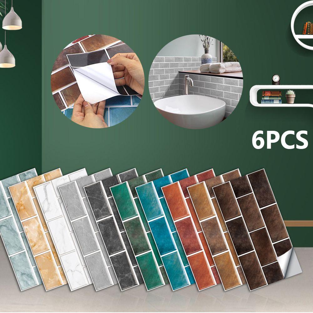 Bộ 6 Giấy Dán Tường Giả Gạch Chống Thấm Nước / Dầu Trang Trí Nhà Tắm