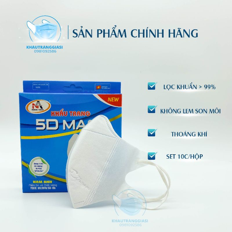 Khẩu trang 5D mask hộp 10c