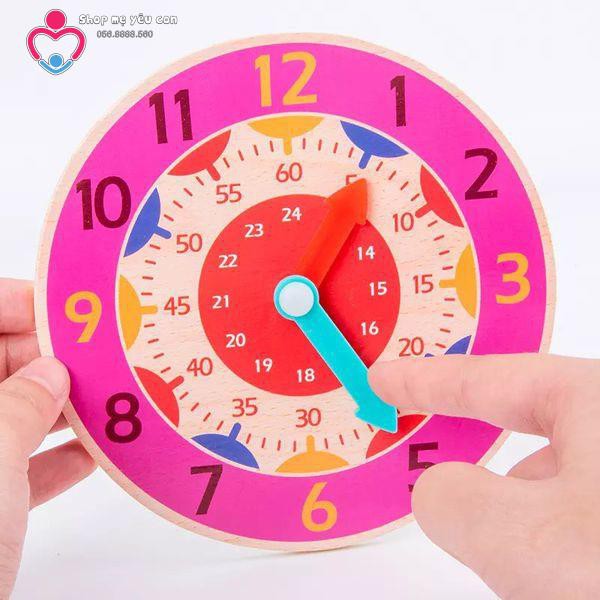 Đồ Chơi Bằng Gỗ Đồng Hồ Mini Cho Trẻ Học Xem Giờ