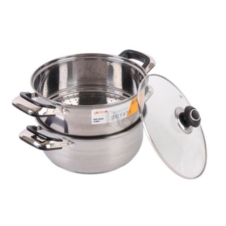 Bộ nồi inox xửng hấp vung kính goldsun ge05-2303sg
