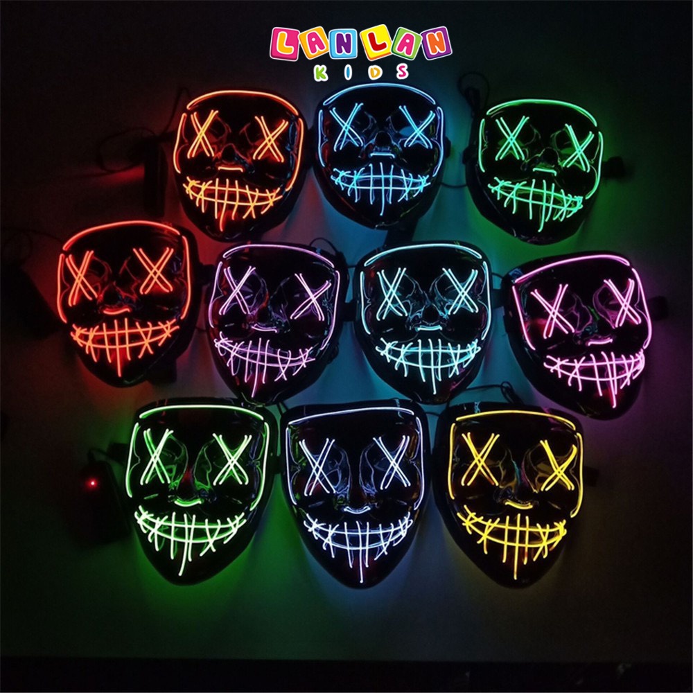 Mặt nạ hóa trang halloween LANLAN KIDS có led dạ quang nhiều màu sắc