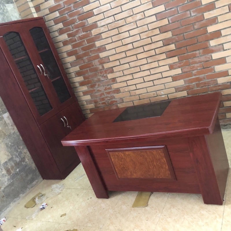 Bàn giám đốc gỗ 1m4x70 Trường Mai Sài Gòn mặt bàn hoạ tiết hiện đại model chất liệu chống ẩm cao cấp