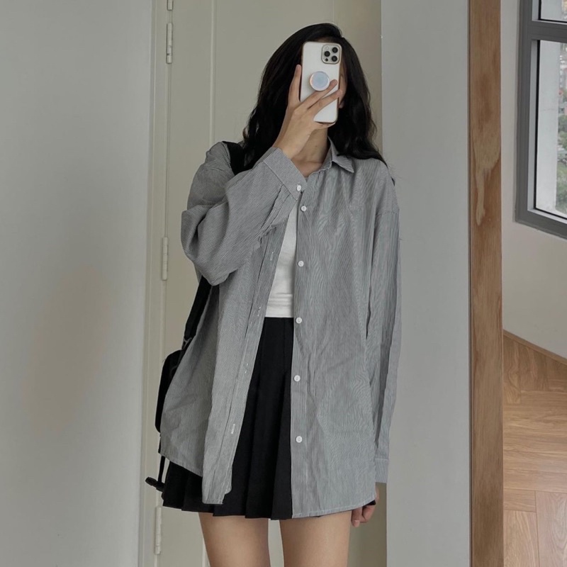 Áo sơ mi kẻ sọc dài tay Hàn Quốc form oversize - Xưởng May Hạnh Hồng | BigBuy360 - bigbuy360.vn