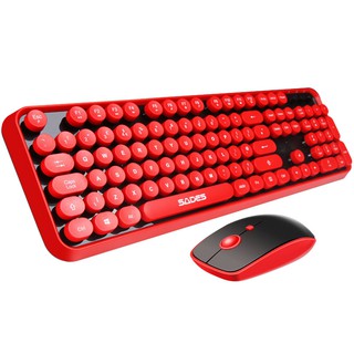 Bộ Bàn Phím Và Chuột Không Dây Phong Cách Retro