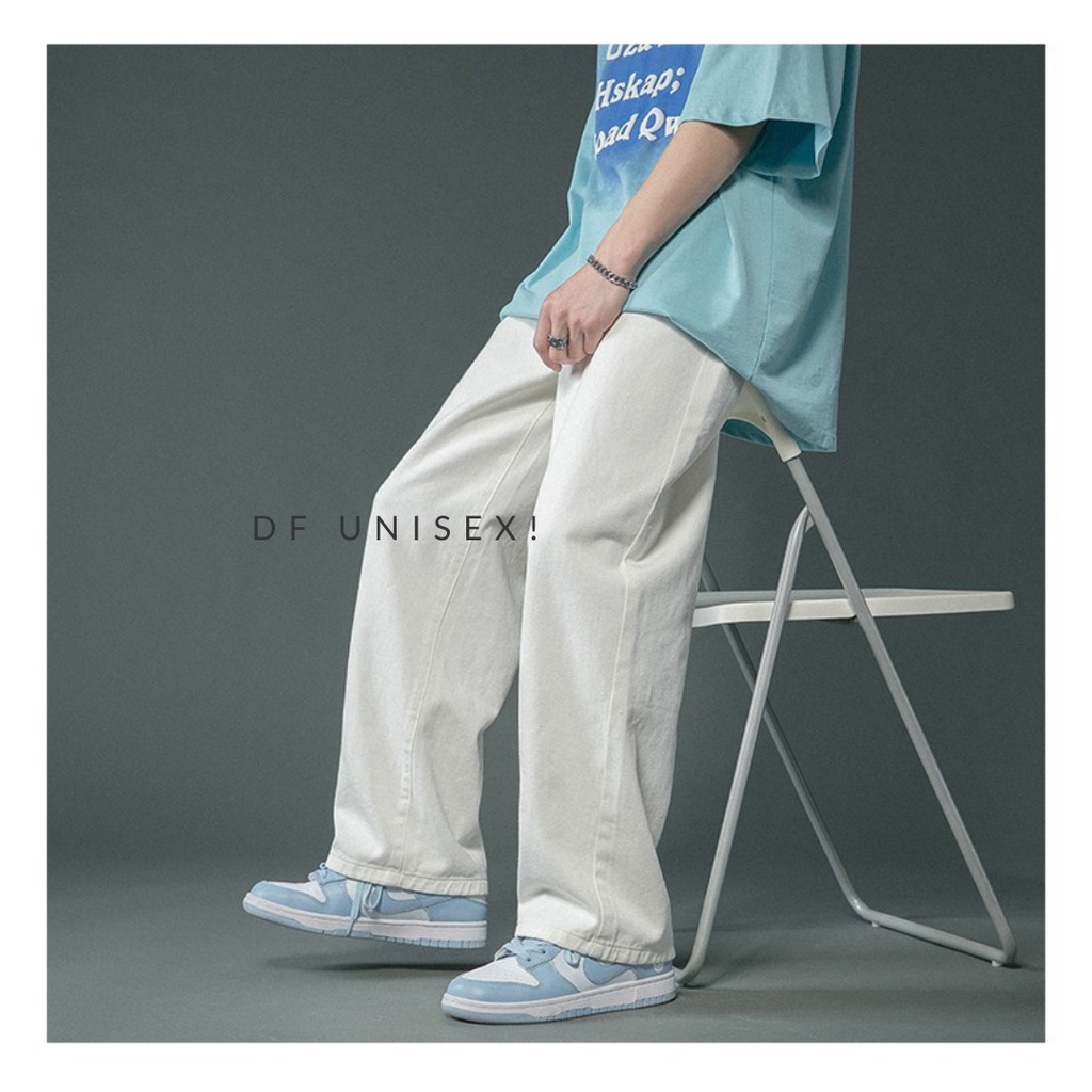 Quần Jean Baggy Nam Ống Suông Rộng Quần Jean Trắng hottrend Ulzzang Hàn Quốc | DFUNISEX | BigBuy360 - bigbuy360.vn