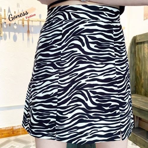 Chân váy ngắn đẹp Goness da báo cạp cao dáng chữ a công sở hoạ tiết da báo, ngựa vằn phong cách Hàn Quốc A508 | BigBuy360 - bigbuy360.vn