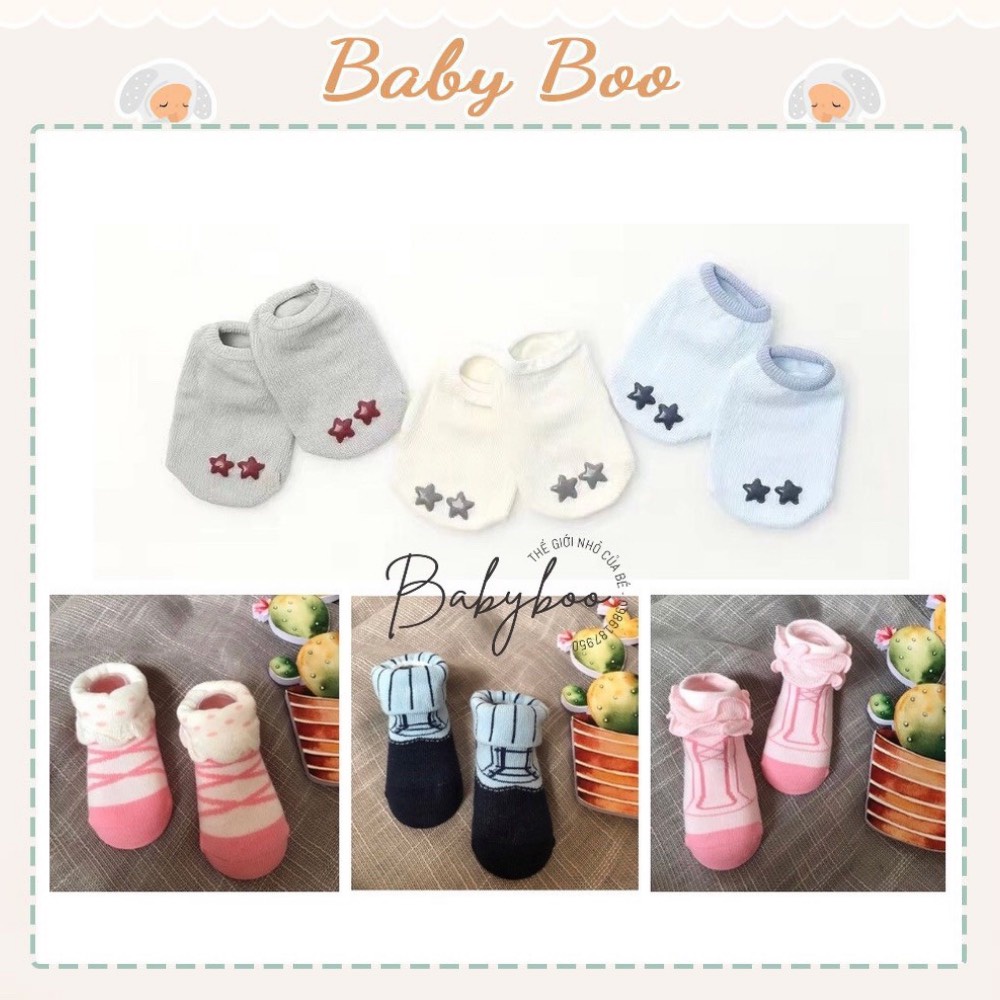 Tất Cổ Ngắn Chống Trượt Cho Bé 3-12m mẫu ngẫu nhiên [ babyboo]