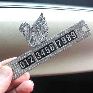 Biển số điện thoại hình thiên nga đính kim cương giả trang trí xe hơi