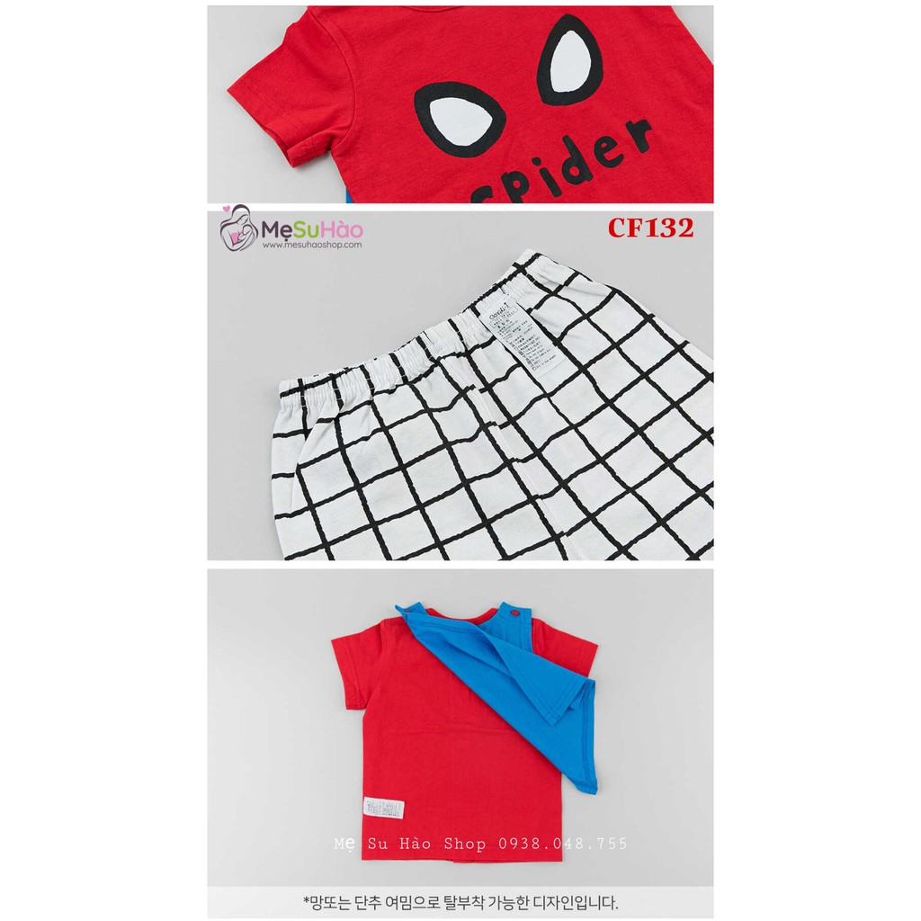 Bộ ngắn tay bé trai mẫu Siêu Nhân Spider rất xinh hãng Cordi_i , cotton 100%