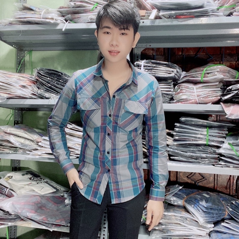 Áo sơ mi nam dài tay kẻ sọc caro,chất liệu cotton thấm hút mồ hôi cực kỳ tốt