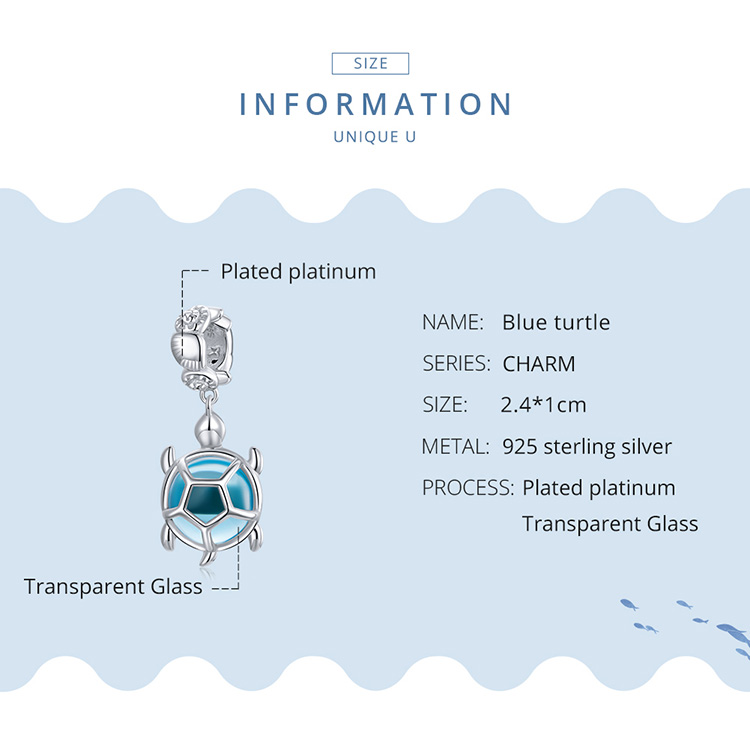 Mặt dây Bamoer bằng bạc thật 925 mặt hình sinh vật biển khảm đá Zircon thời trang cho nữ SCC1803