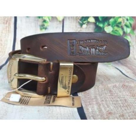 Thắt Lưng Nam Da Bò Sáp Dây Nịt Nam Đốt Không Cháy Kết Hợp Khóa Đồng Đúc Nguyên Khối