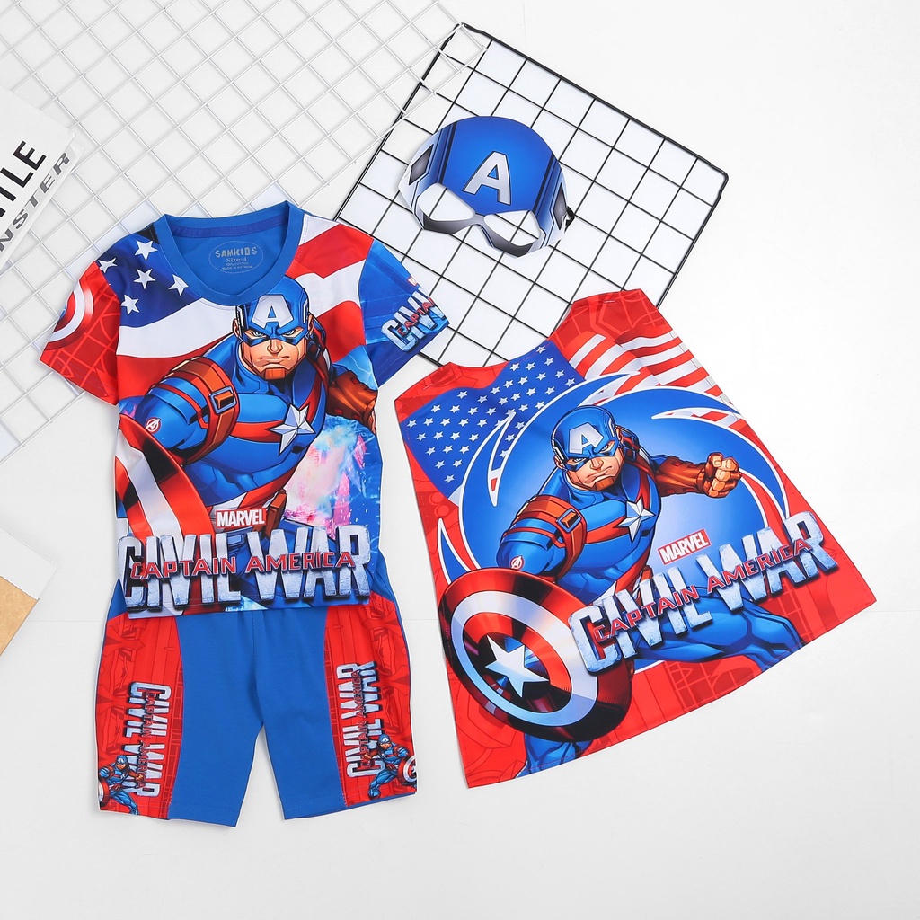 Bộ siêu nhân bé trai hóa trang ĐỘI TRƯỞNG MỸ