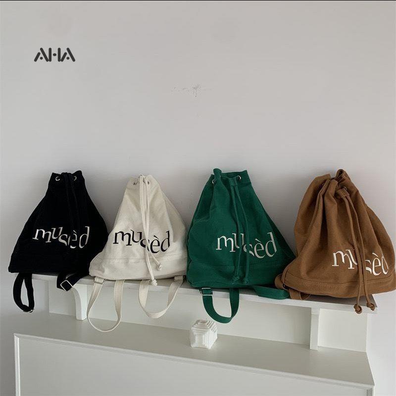 Balo rút dây AHA OFFICIAL cỡ lớn thêu chữ phong cách Nhật Hàn cao cấp