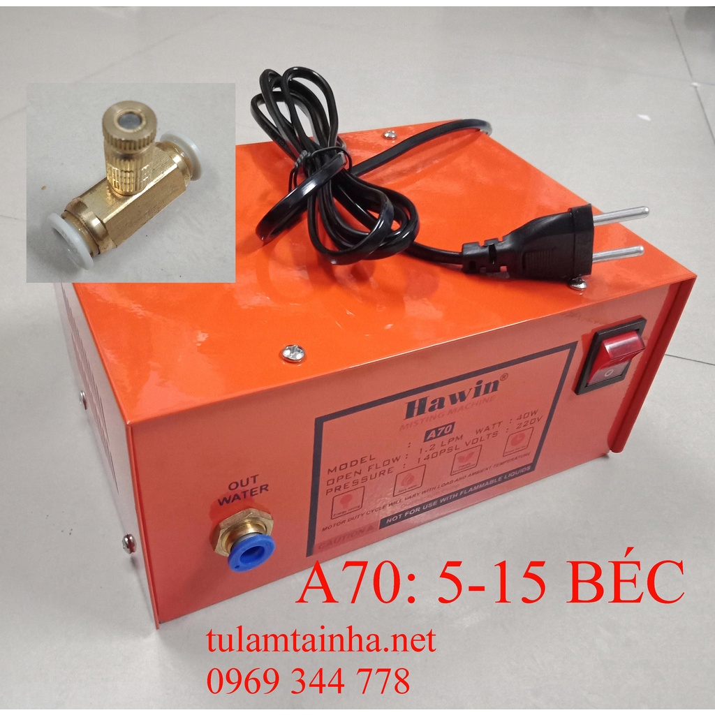 Máy phun sương Đài Loan HAWIN A70, phun được từ 5 đến 15 béc