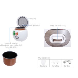 Nồi cơm điện Sharp 0.72 lít KS-A08V-WH Trắng