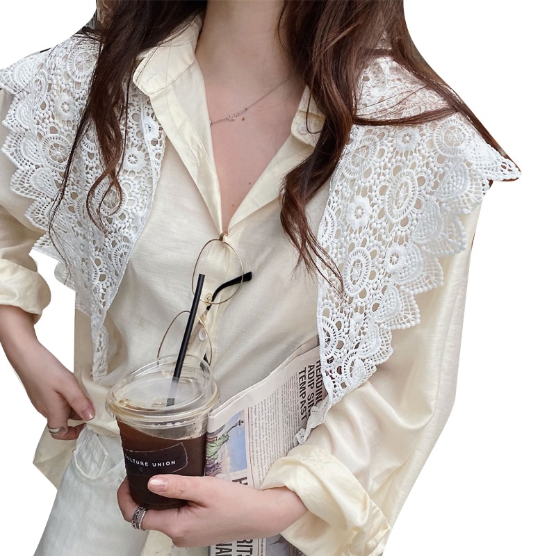 Khăn Choàng Cổ Đan Móc Phối Ren Họa Tiết Hoa Thời Trang Mùa Hè Cho Nữ