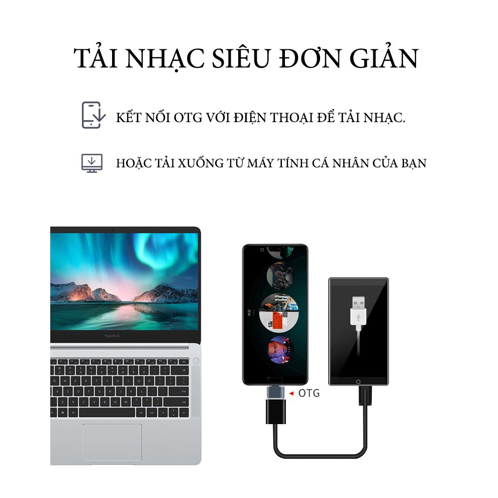 [Mã 44ELSALE2 giảm 7% đơn 300K] Máy nghe nhạc Mp3 Mp4 Ruizu H1 8GB Màn Hình full Cảm ứng Bluetooth 5.0 Kỹ Thuật Số