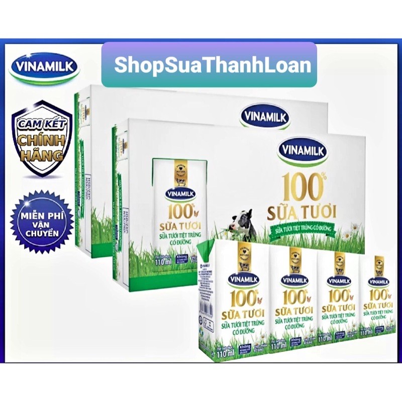 Sữa tươi Vinamilk 180ml và 220ml