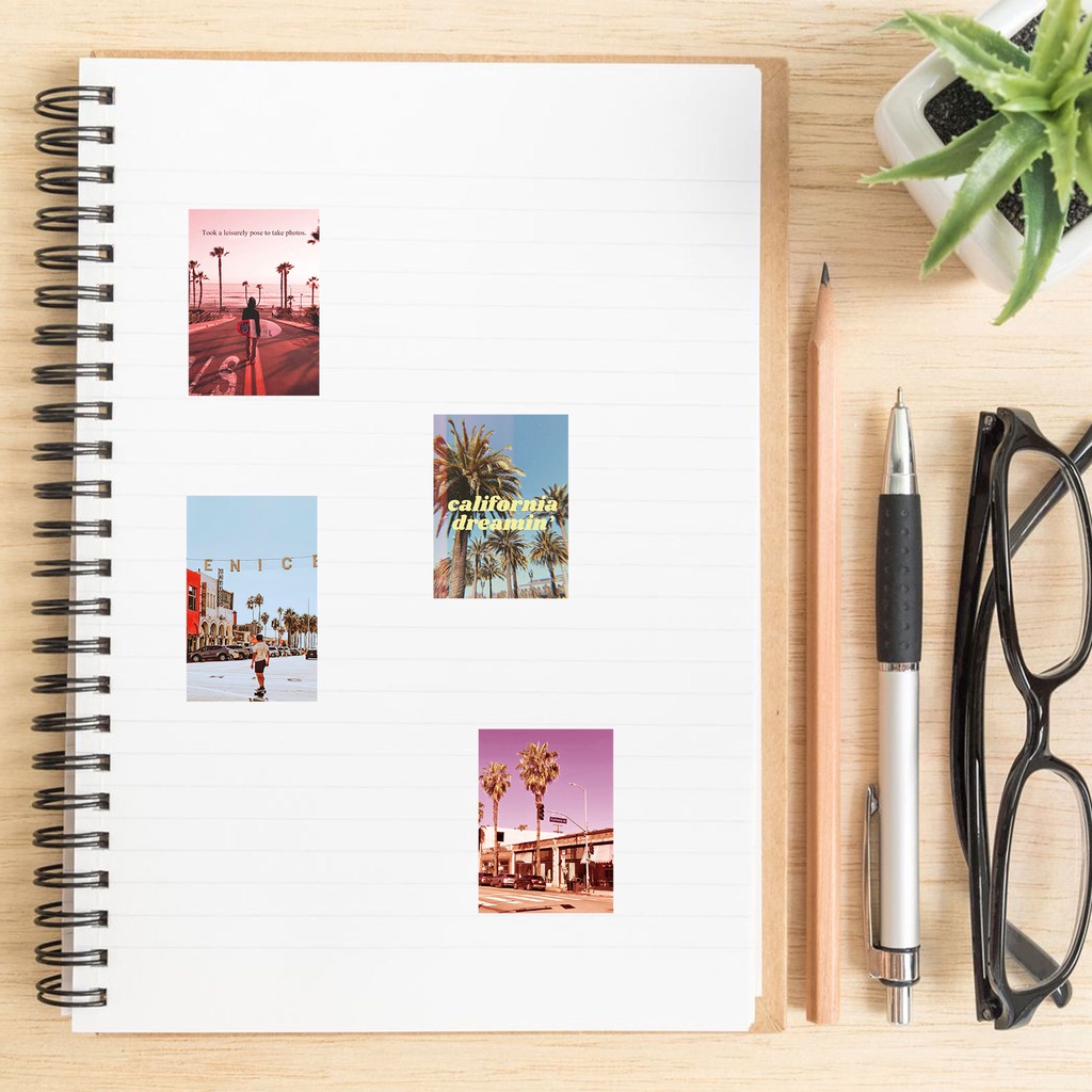 50 Sticker Dán Trang Trí Điện Thoại Ván Trượt Laptop Phong Cách INS Style California