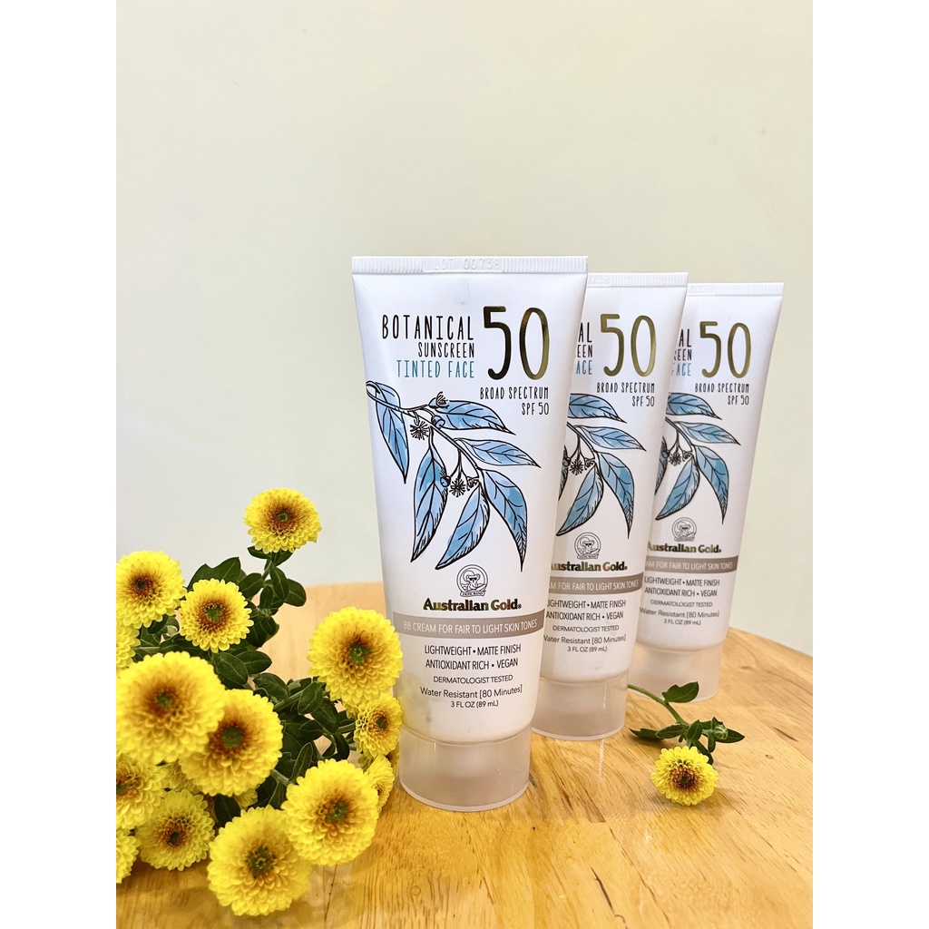 Kem chống nắng vật lý kiềm dầu Australian Gold Botanical Sunscreen SPF 50 Tinted [Hàng US chính hãng - Date dài]