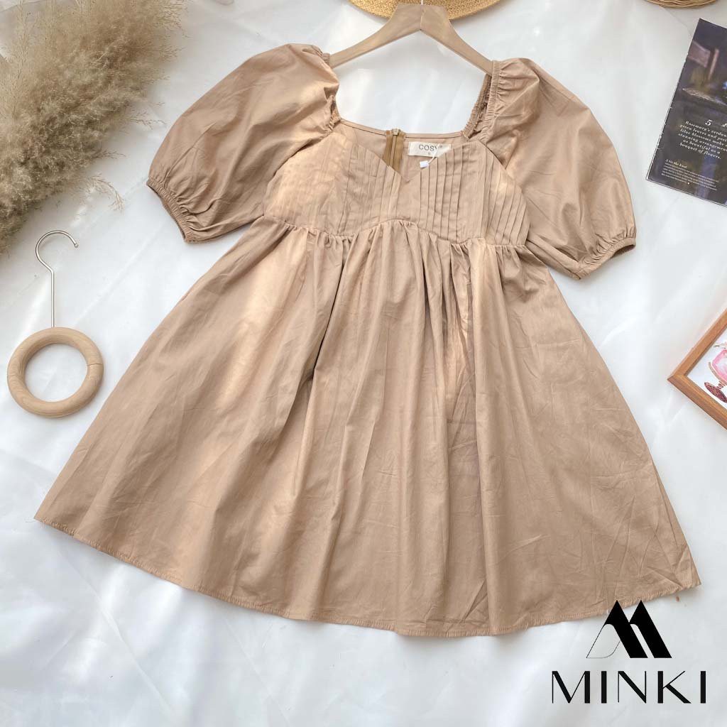 ĐẦM XẾP LY NGỰC - Chất Liệu Kaki Thun Nhập Khẩu - 3 màu Trắng/ Nude/ Hồng [HÀNG THIẾT KẾ] | BigBuy360 - bigbuy360.vn