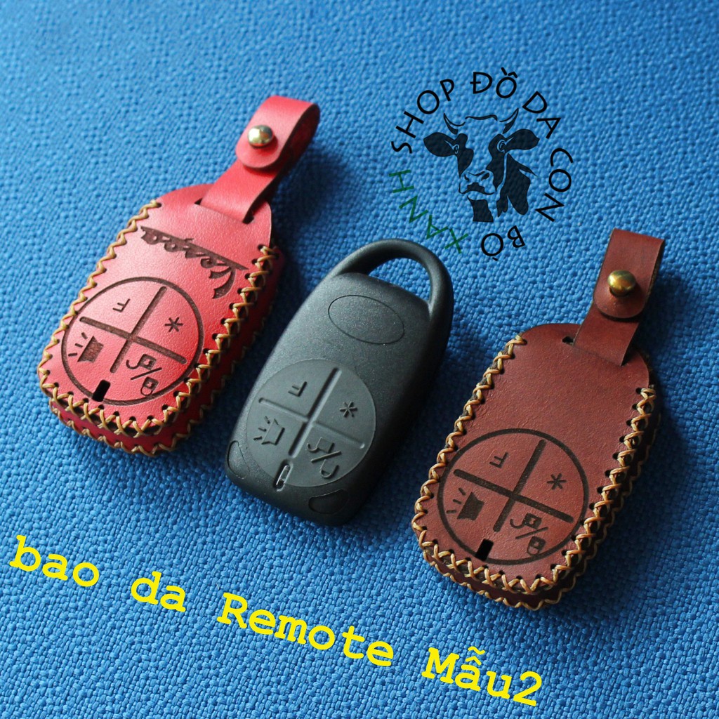 (Màu đen) bao da chìa khóa remote Vespa mẫu 2 handmade da thật
