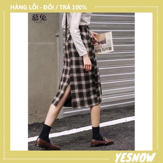 Chân váy dài kẻ ô dài Hàn Quốc, chân váy dáng dài 2 màu kẻ ô đen -kẻ nâu ( Ảnh thật , hàng có sẵn)