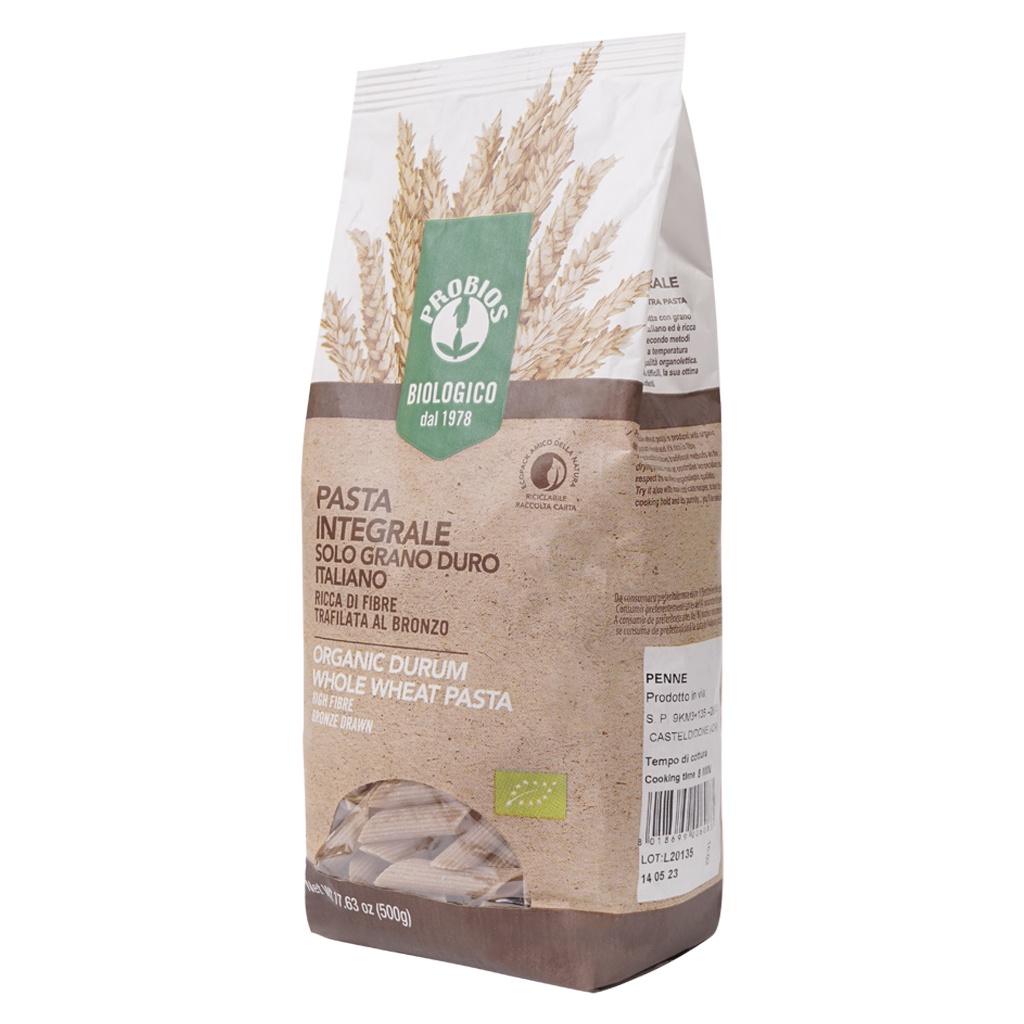 Nui ống nguyên cám hữu cơ Probios 500g/ Organic Durum Whole Wheat Penne - Date: 24/2/2023 - Nhà Hữu Cơ