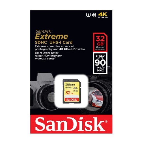 Thẻ Nhớ máy ảnh SDHC 32gb Class10 U3 Extreme 600x - 90MB/S Tốc độ cao