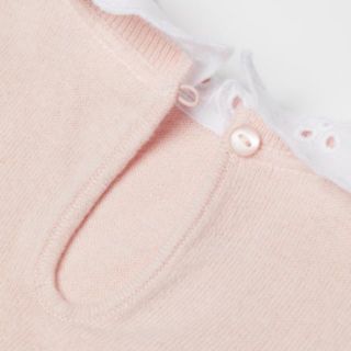 Áo len hồng phối cổ ren trắng H&M authentic 💯