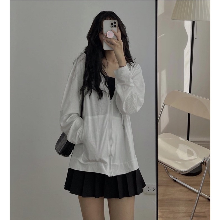 Áo khoác có mũ kéo khoá túi hoodie chất cotton mỏng Summer (Ảnh thật) | BigBuy360 - bigbuy360.vn