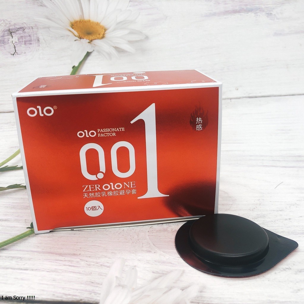 Bao cao su OLO 001 đỏ / bao cao su siêu mỏng 0.01mm, siêu ấm hộp 10 bcs - olo kéo dài thời gian quan hệ