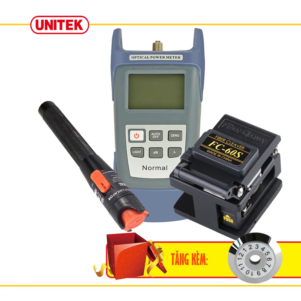 Máy Đo Công Suất Quang Normal + Dao Cắt Quang FC-60S + Bút Soi Quang 10KM Tặng Lưỡi Dao Cắt Quang