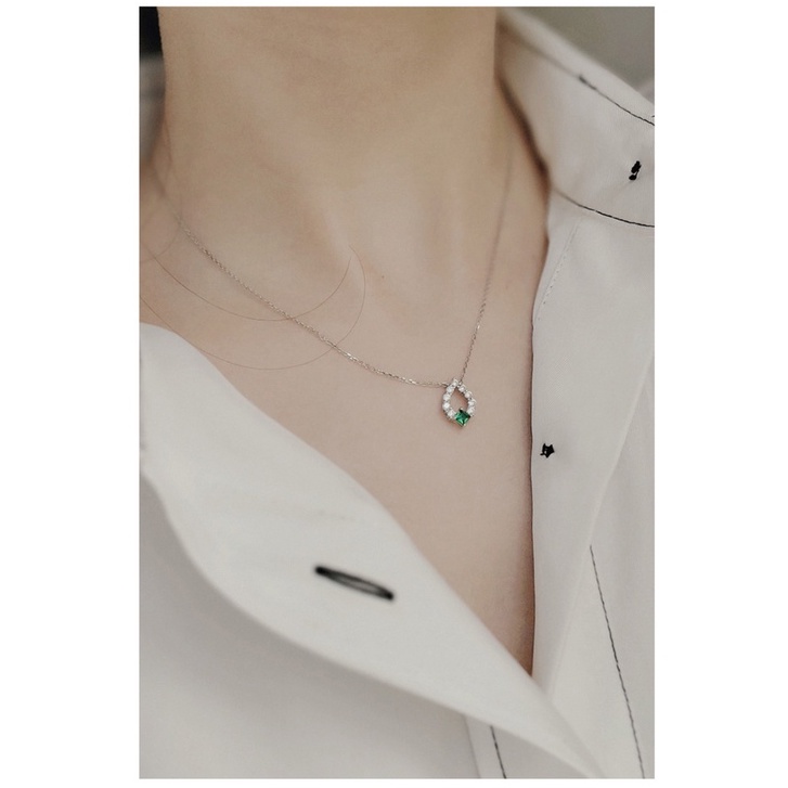 Dây Chuyền Đính Đá Gắn Ngọc Lục Bảo Sang Trọng Cho Nữ -DB2664- Bảo Ngọc Jewelry