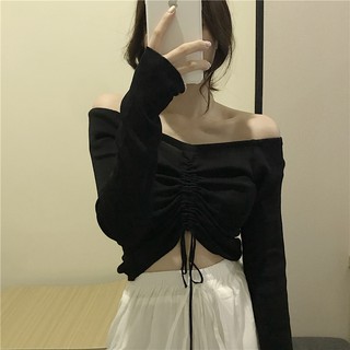 Áo croptop trễ vai dây rút ngực sexy - 2 ảnh thật cuối