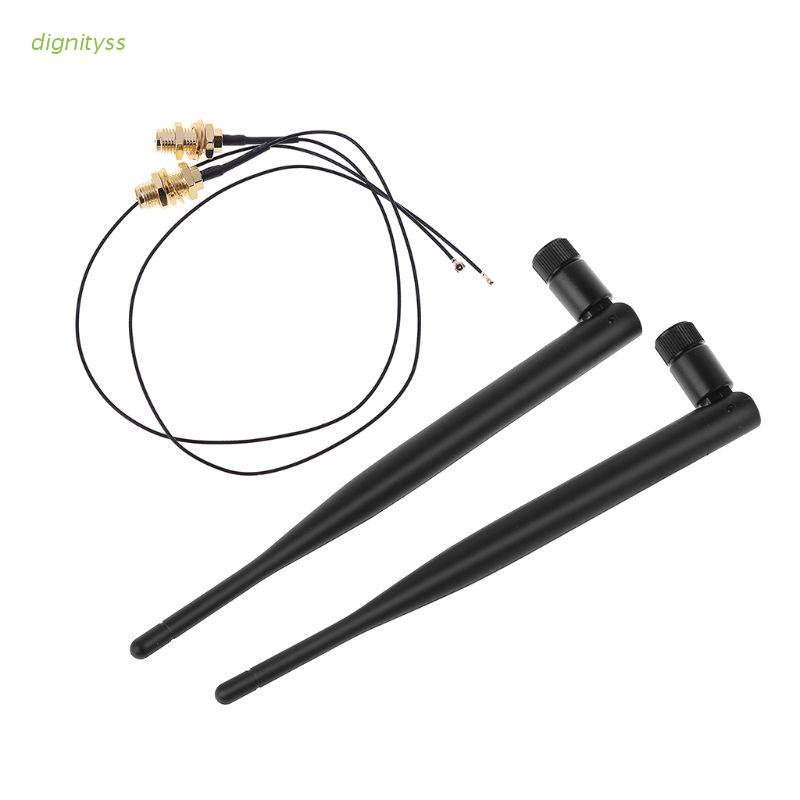 Bộ Ăng Ten Dignitys 2x6dbi 2.4ghz 5ghz M.2 Ipex Mhf4 U.Fl Cho Bộ Phát Wifi Rp-Sma