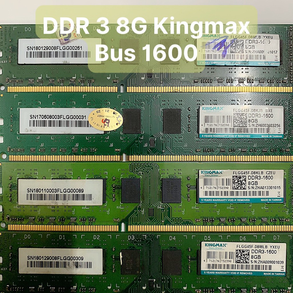 Ram - DDR3 - 8G - Bus 1600 Kingmax,Kington Fury..,Adata,Team, GsKill,CorSair, Dato Tản Nhiệt... - Vi Tính Bắc Hải