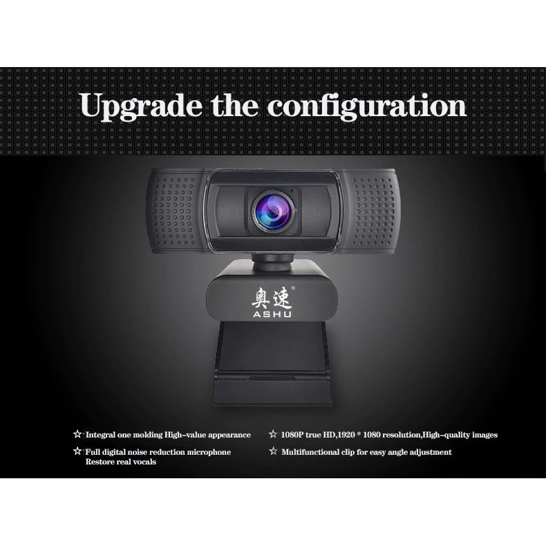 Webcam Ashu Hd 1080p Kèm Micro H601 - Màu Đen Chuyên Dụng Cho Máy Tính | BigBuy360 - bigbuy360.vn