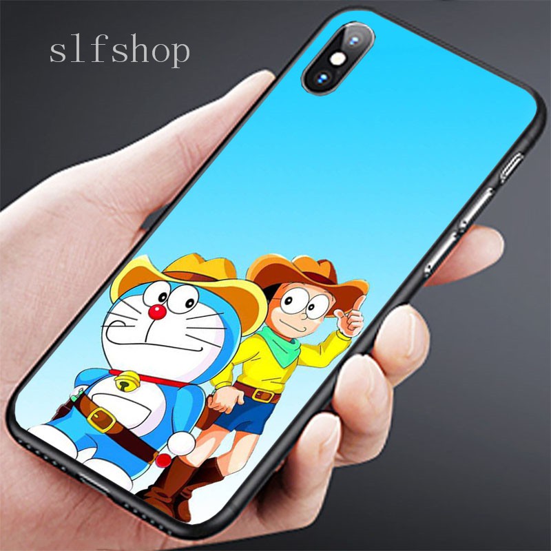 Samsung Galaxy Note 3 4 5 Edge 8 9 10 Plus Pro Lite Printed Shell Black soft Phone case Doraemon Robot cat
