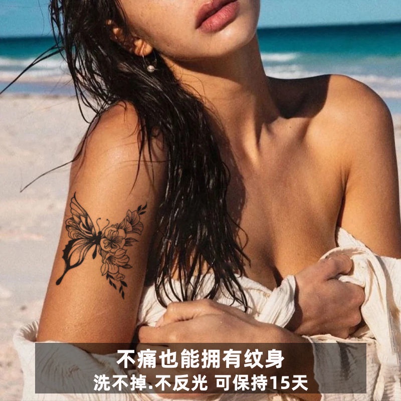 Hình Xăm Dán Họa Tiết Bươm Bướm Và Hoa Cỡ Lớn Chống Thấm Nước Lâu Trôi Cho Nữ