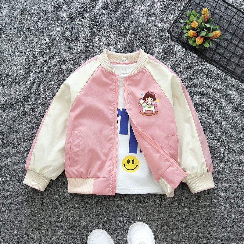 Áo khoác bóng chày in họa tiết hoạt hình phong cách xuân thu thời trang thường ngày cho bé gái