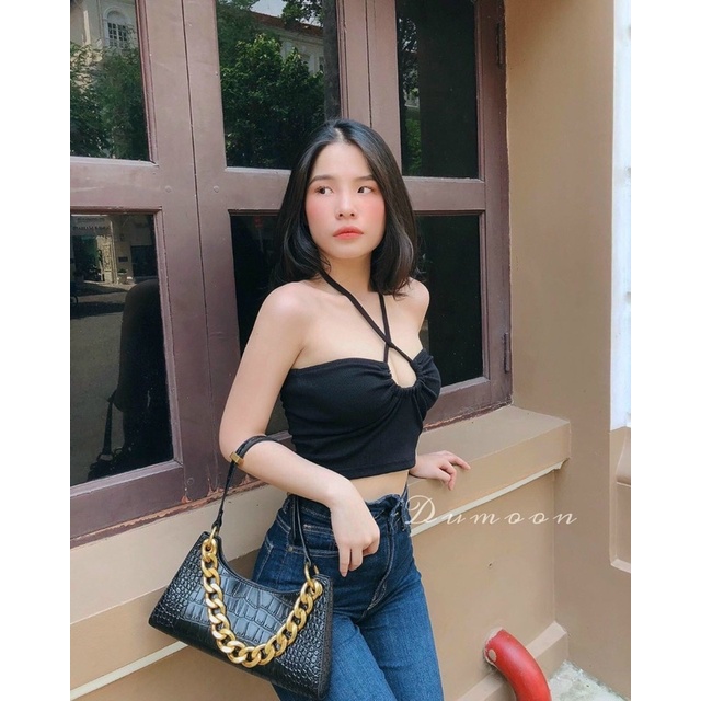 Áo Ống Yếm Rút Ngực Dạng Croptop Siêu Sang Chảnh