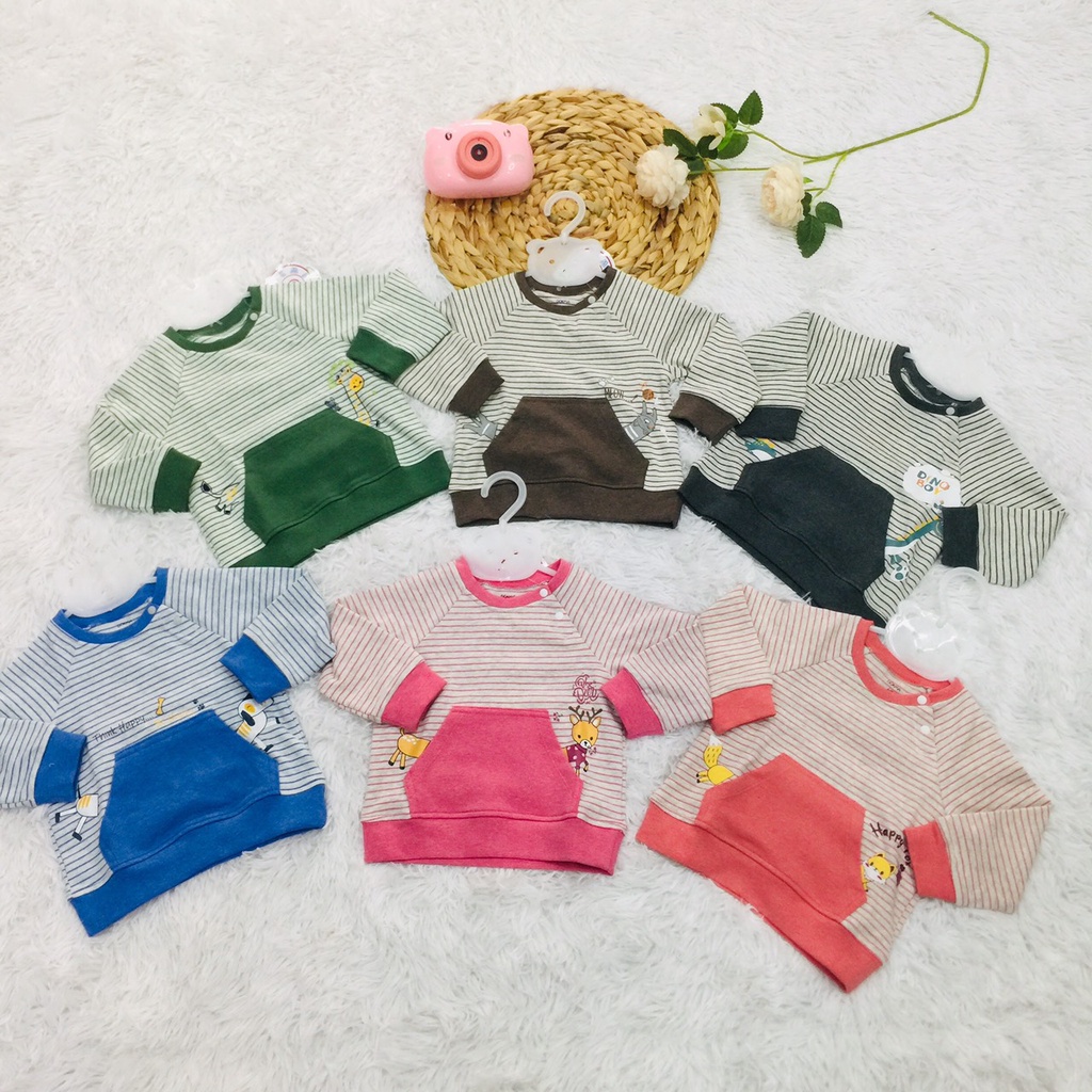 Áo thun dài tay thu đông vải cotton dày dặn cho bé trai bé gái Dokma sale size 6M-36M DMA372 Lamiha