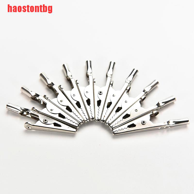 [haostontbg]10x Stainless Steel Alligator Crocodile Test Clips Cable Lead Screw Probe Fixing