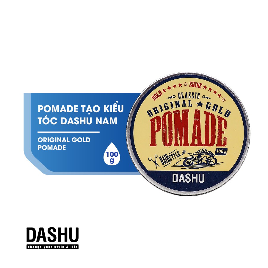 Pomade DASHU Original Gold Giu nếp 12h, Độ Bóng Cao, Dành Cho Mọi Loại Tóc 100ml