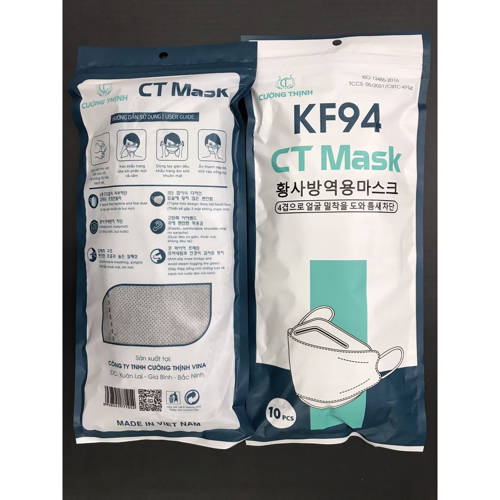 [Túi 10 cái] Khẩu trang KF94, Khẩu trang 4D phong cách Hàn Quốc 4 lớp kháng khuẩn, ôm sát mặt. Hàng công ty chất lượng | BigBuy360 - bigbuy360.vn